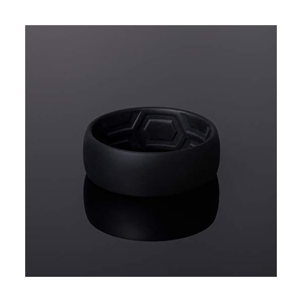 ThunderFit Silicone Rings for Men - 1 Ring Breathable Patterned Design Wedding Bands 8MM (1 Ring - Black, 9.5 - 10 (19.8mm)) - Image 4