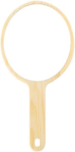 手鏡 木製 ハンドミラー 木製ハンドル 手持ち 鏡 メイクアップミラー メイク鏡 化粧鏡 卓上鏡 化粧ミラー 北欧風 片面鏡 化粧道具 ホーム用の木製ハンドル付きレトロラウンドハンドヘルドミラー サロンの理髪 メイク ホテル 自宅用 携帯 (楕円形)