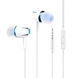 In-Ear-Kopfhörer mit Mikrofon, 3,5 mm, kabelgebunden, Stereo-Ohrhörer für Smartphone, Tablet, Laptop, MP3-Player, ABS-Material, komfortables, tragbares Design für (Weißgold)