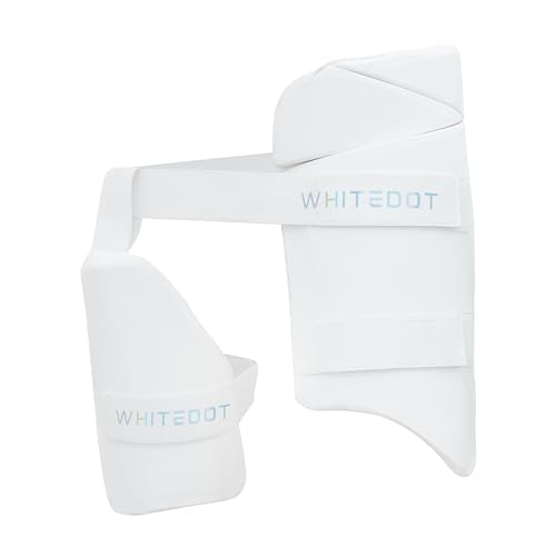 Whitedot Alpha Combo Cricket Thigh Guard - for Professional Play (White, Men\'s Right Hand)
