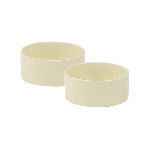Havniva Keramik 15.5cm Hundenäpfe für kleine und mittelgroße Hunderassen Futter- und Wassernäpfe (2er Set - Beige, 850ml)
