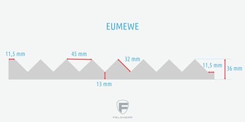 Mousse Feldherr EUMEWE050 épaisseur 36 mm à motif zig-zag pour calage de précision