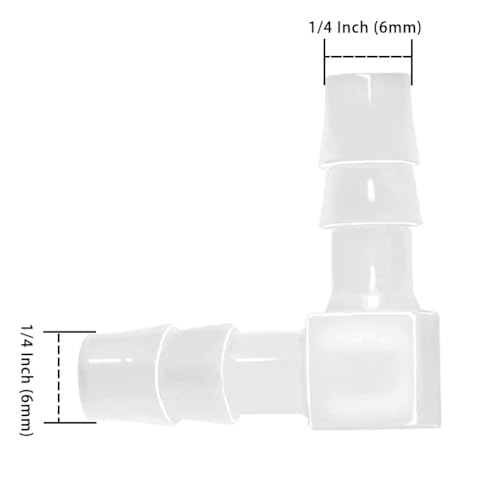 Joytube AS8-390-SWB Plastic 1/4 Inch Hose Id 90 Degree Elbow Barb Fitting, 6 Pcs Equal Barbed Joint Splicer Mender Adapter Union Adapter thumb #1