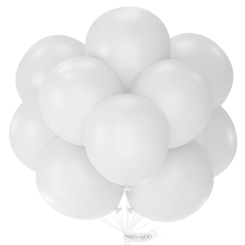 Image of PartyWoo White Balloons 20pcs 18 Inch Matte White Latex Balloons for Wedding Bridal Graduation Engagement Baby Shower Gender Reveal Easter Anniversary Birthday Tea Party Decorations White-Y13