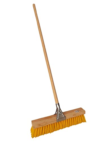 Cepillo barrendero 50 cm Extra-Fuerte Fibra Amarilla CUADRANGULAR con Garra metálica y Mango Madera Cover