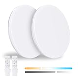 PUFIER LEDシーリングライト 6畳4000LM 調色/調光タイプ 昼光色 電球色 リモコン付き 調光タイプ LEDライト 常夜灯モード メモリ機能 15分/30分/60分スリープタイマー 玄関 寝室 和室 台所 洗面所 天井照明 PSE認証獲得 日本語説明書付（2個入り）