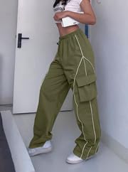 Y2K Parachute Track Pants for Women Low Rise Baggy Wide Leg Cargo Pants for Women2