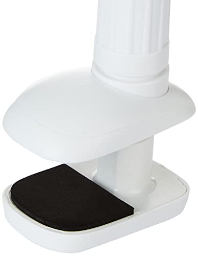 Image of Amazon Basics Universal Mobile & Tablet Holder 360 Rotation, Long Flexible Alloy Arm | Stand for Desk, Table, Bed, Kitchen, Bathroom for 4.6-Inches to 10.4-Inches Tablet /Smartphones (White) Tabletop