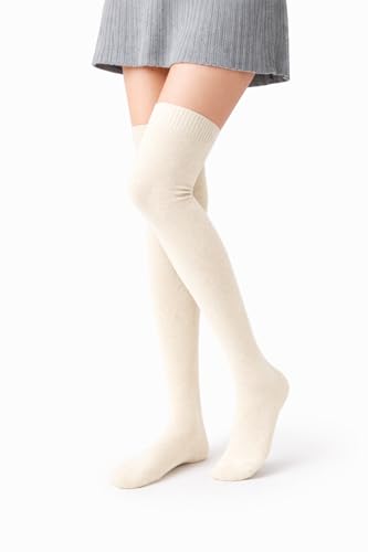 Image of Kaththai Wool Warm Thigh High Socks for Women | Soft & Breathable Knit Thermal Leg Warmers | Versatile Multi-Way Wear, Knee-Length | Winter & Fall Essential
