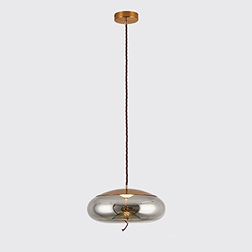 Suspension LED réglable avec abat-jour créatif en verre gris fumé