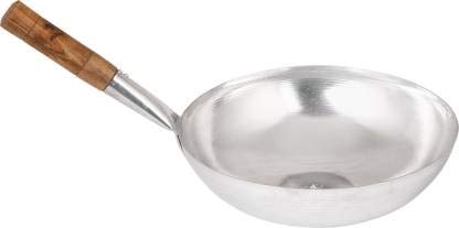 Elivia | Chinese Wok | Chinese Iron Kadhai | with Wooden Handle | 11 Inch Diameter (2 Liter)