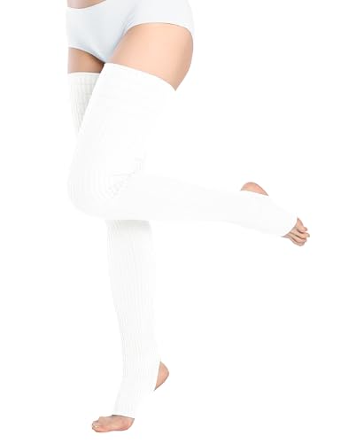 Image of v28 Women Girls Thigh High Long Neon Ribbed Knit Leg Warmers Plus Size Boot Extra Long Large Socks Available in S~3XL