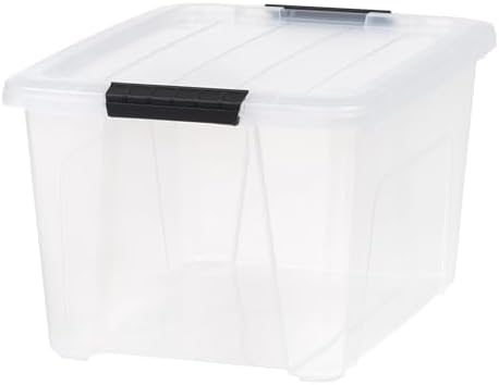 32 Qt Storage Bins with Lids - Heavy Duty Stackable Plastic Tote ...