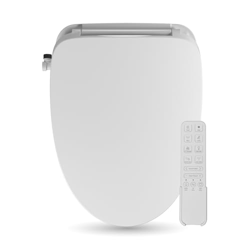 DELUXE LIVING Smart Bidet Toilet Seat with Wireless Remote, Multiple Cleaning Modes, Adjustable Heated Seat, Warm Water and Air Dryer, LED Nightlight, Fits Elongated Toiletâ€¦