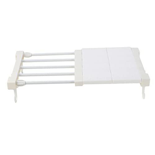 STOBAZA Retractable Expandable Rack Shelf Adjustable Storage for Wardrobe Cupboard and Compartment White Heavy-duty Design No Drill Installation