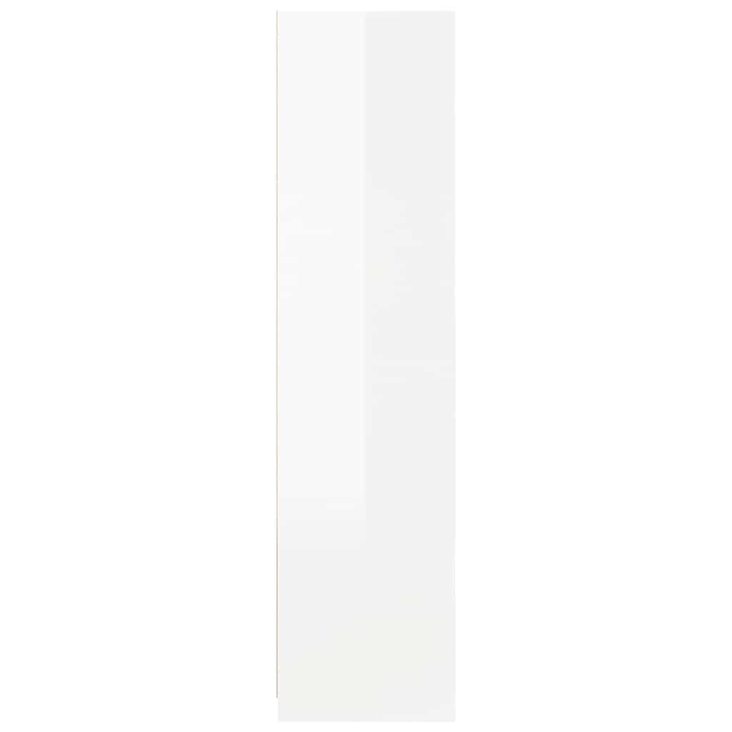 Szafa na ubrania, wysoki połysk, biała, 100 x 50 x 200 cm, materiał drewnopochodny z 2 szufladami i drążkiem wiszącym, do sypialni, korytarza, pokoju dziecięcego, wielofunkcyjnego systemu