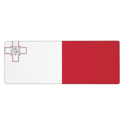 BROLEO Tapis de souris extra large avec motif drapeau de Malte - Pour bureau d'ordinateur - Clavier de jeu antidérapant - Version épaisse - 30,5 x 80 cm