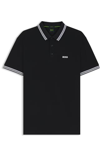 Boss Mens Paddy Organic-Cotton Polo Shirt With Contrast Logo Details