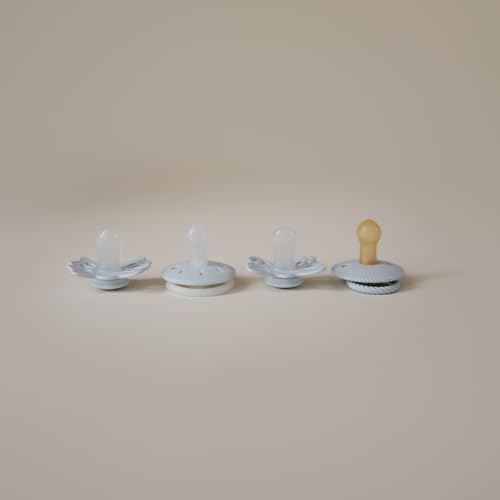 FRIGG ​​Baby's First Pacifier​ - Moonlight Sailing 4-Pack | Made in Denmark | BPA-Free (Powder Blue, 0-6 Months)