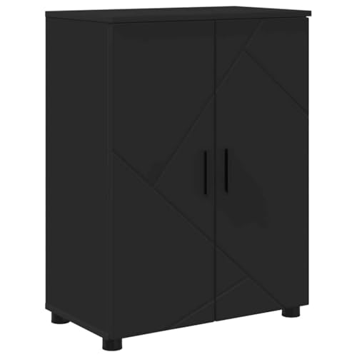 vidaXL Badezimmer Schrank Schwarz 60 x 35 x 80 cm Holzwerkstoff, Badezimmer Aufbewahrungsschrank, freistehendes Möbelstück, viel Platz für Ordnung, praktische Regallösung