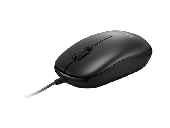 Image of Lenovo USB-A Wired Mouse, High Resolution 1600 DPI, 1.5 m USB-A Cable, Upto 3 Million Click Life, 2-Way Scroll Wheel (up /Down), Red Optical Sensor, 0.093Kg, 4Y51U02456, 1Y Warranty