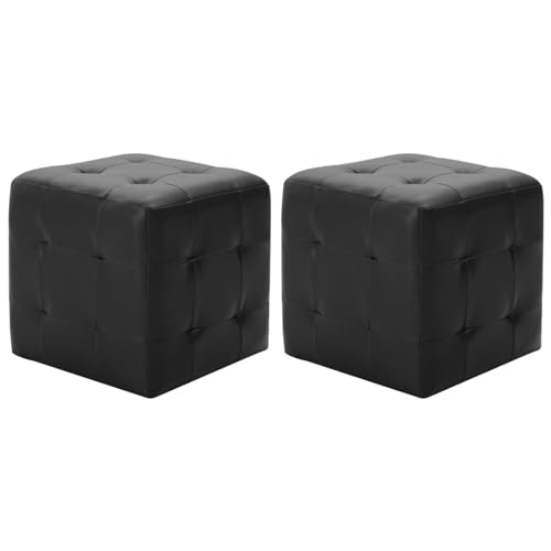 Tidyard Pufs 2 piezas Negro 30 x 30 x 30 cm Imitación, Suave y Cómodo Asiento Sofá Puff para Dormitorio, Salón
