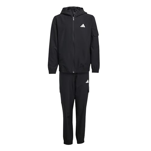 adidas Unisex Kinder Junior Woven Cargo Tracksuit, black/white, 11-12 Years
