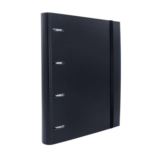 Raylu Paper   Archivador 4 anillas con 6 separadores de colores y recambios de 100 hojas A4 de cuadrículas 4x4mm, carpeta con 4 anillas lomo de 60mm. (Negro)