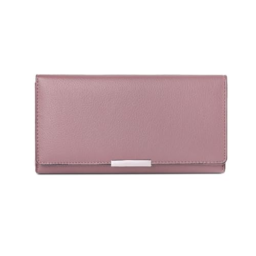 Portafogli da lavoro Porta carte Fermasoldi lunghi pelle di vacchetta da donna Portafoglio con blocco in vera Color: Purple