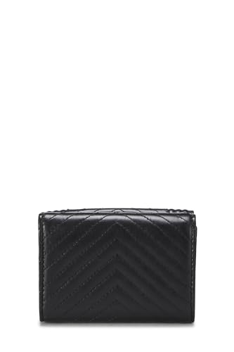 Pre-Loved Black Chevron Lambskin Boy Compact Wallet, Black3