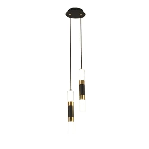 Lustre moderne de prestige en aluminium noir à 2 lumières LED TYKHGFS
