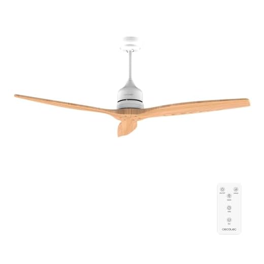 Cecotec Ventilador de Techo EnergySilence Aero 5270 LightWood. 40W, Motor DC, Diámetro 132 cm, Mando, Temporizador, 6 Velocidades, Verano e invierno, Altura ajustable 15 o 25 cm