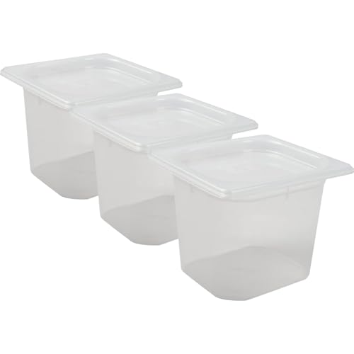 Carlisle FoodService Products MP16RD Mod Pans 1/6 Food Pan with Lid, Retail Pack, 2 Quart (Pack of 3)