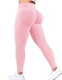 Butt Lifting Gym Workout Leggings for Women Tummy Control High Waisted Scrunch Butt Seamless Impact Sports Yoga Pants Pink-M