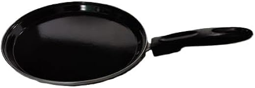 Induction Base Non Stick Cast Iron Tawa 26cm Durable Roti Dosa Pan Kitchen Cooking Stovetop Compatible Black Free Size