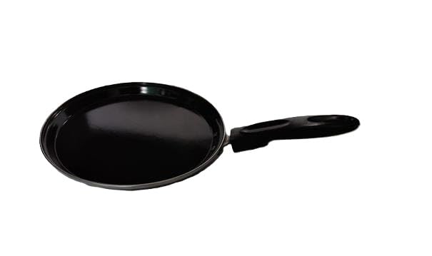 Induction Base Non Stick Cast Iron Tawa 26cm Durable Roti Dosa Pan Kitchen Cooking Stovetop Compatible Black Free Size