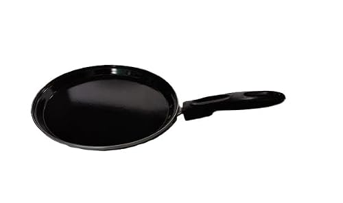 26cm Cast Iron Induction Non Stick Tawa Roti Dosa Pan Kitchen Cookware Durable Stovetop Use Black Free Size
