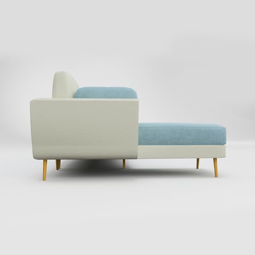 Image of Nuvola Air Premium Latex Fabric Sofa | 3, 4 & 5 Seater Options | Single & Dual-Tone Variants | Ultra-Soft Deep Seating Comfort | Modern Living Room Sofa | 3-Year Warranty (Blue and White, LHS, 5)