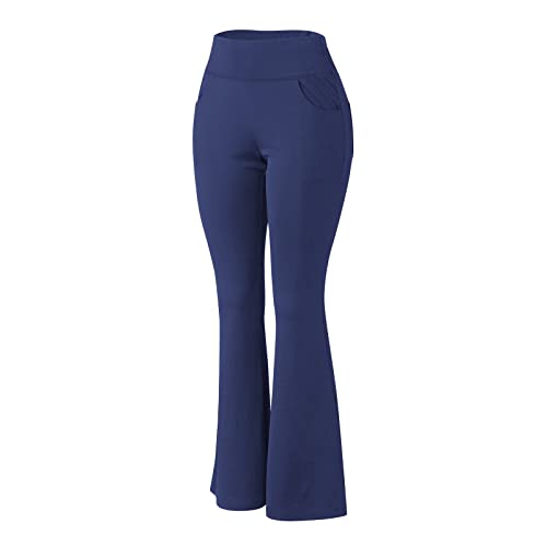 Lainuyoah Calça legging feminina de verão perna larga bootcut longa treino lounge flare calça com bo