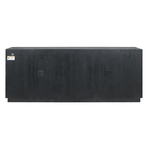 Classic Home Larson 90" Glass Reclaimed Pine Wood Sideboard in Black
