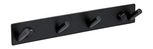 Preisvergleich Produktbild Ambrosya - Handtuchhalter aus Edelstahl in Schwarz - Bad Badezimmer Garderobe Haken Halter Halterung Handtuch Handtuchhaken Kleiderhaken Set (Edelstahl (Schwarz), 4 Haken)