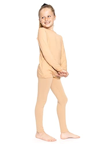 Image of STRETCH IS COMFORT Girls 2 Piece Hoodie Short Sleeve Long Sleeve Crew Neck Top and Leggings Set Kids Thermals Underwear Set