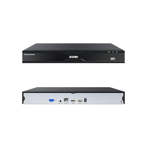 ZOSI 32 Channel Network Video Recorder for Security Camera System, 32CH Surveillance NVR Work with 4K/5MP/4MP/3MP HD ZOSI PoE/WiFi Cameras,2 HDD Bays,