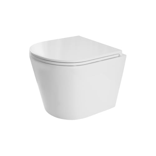 Image of Somany Eiffel Plus Quiet Swirl Wall Hung Toilet | Round Rimless Design, Dual Flush 3 /6 LPF | Tornado Flush & UF Soft-Close Top-Fixing Seat