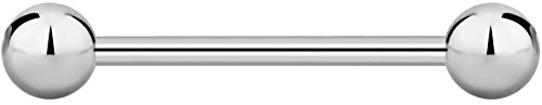 Forbidden Body Jewelry 14g 19mm Titanium Straight Barbell Body Piercing, 5mm Balls