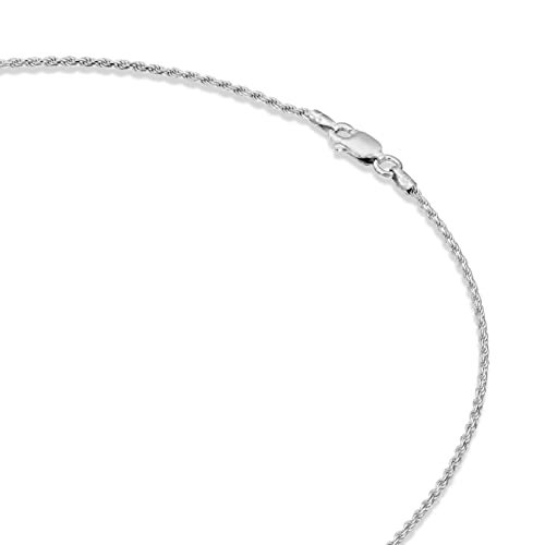 Pavoi Italian Solid 925 Sterling Silver, 22K Gold Plated, Italian Diamond-Cut Rope Chain Necklace For Men And Women, Made In Italy (18, White Gold) #TOP3