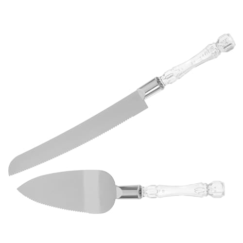 ABOOFAN 2piezas y Palas para Tartas Acero Inoxidable Mango De Cristal para Bodas