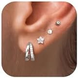Florideco Gold Earrings for Women Trendy Flat Back Earrings Hypoallergenic 14K Gold Plated Earring Stacks for Helix Cartilage Piercing Jewelry Cz Opal Butterfly Flatback Earring