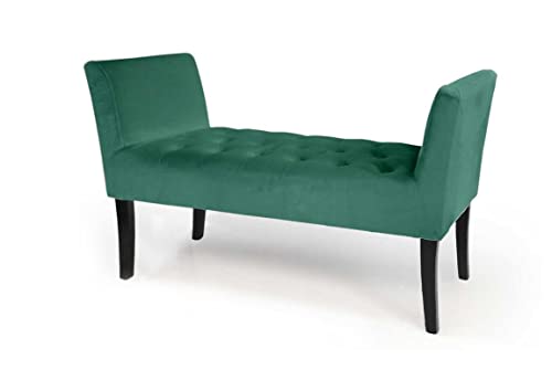 Banco de bancos asiento terciopelo patas de madera color verde 111 x 40 x 60 cm TOD-826405