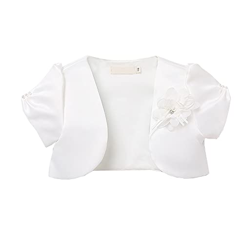 Libaobaoyo Girls Short Sleeve Bolero Shrug Satin Open Front Cardigan Shawl Princess Evening Dress Cape #TOP19